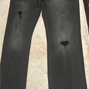 True Religion Men's Black Distressed Skinny Jeans